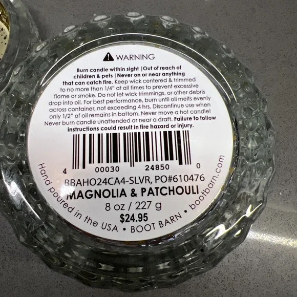 Magnolia &PATCHOULI Scented Candle 8oz Hand Poured In The USA Mercury Glass Jar - Picture 6 of 9
